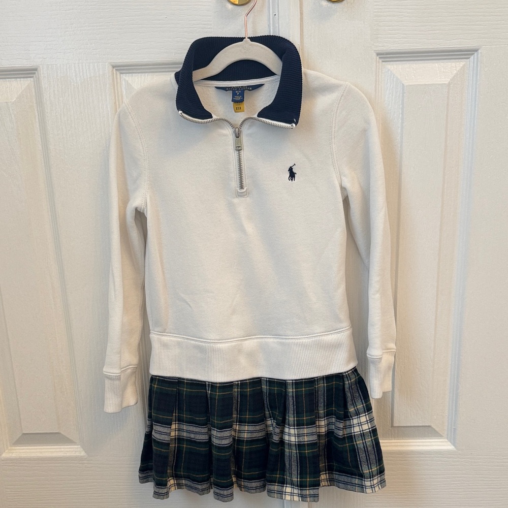 Polo by Ralph Lauren White and Navy Kids Sweatshirt Dress